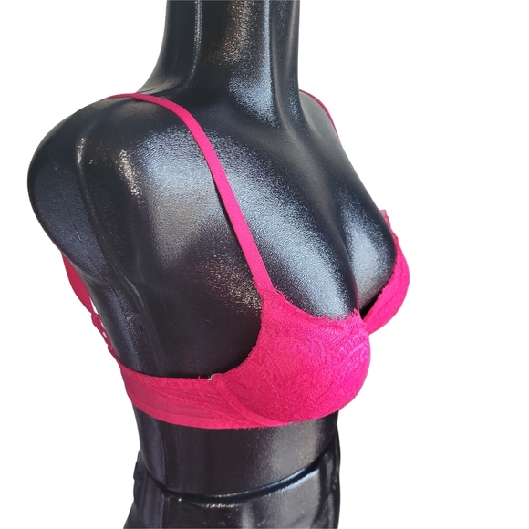 La Senza Hello Sugar Plunge Hot Pink Lace Bra 32B - Picture 2 of 4